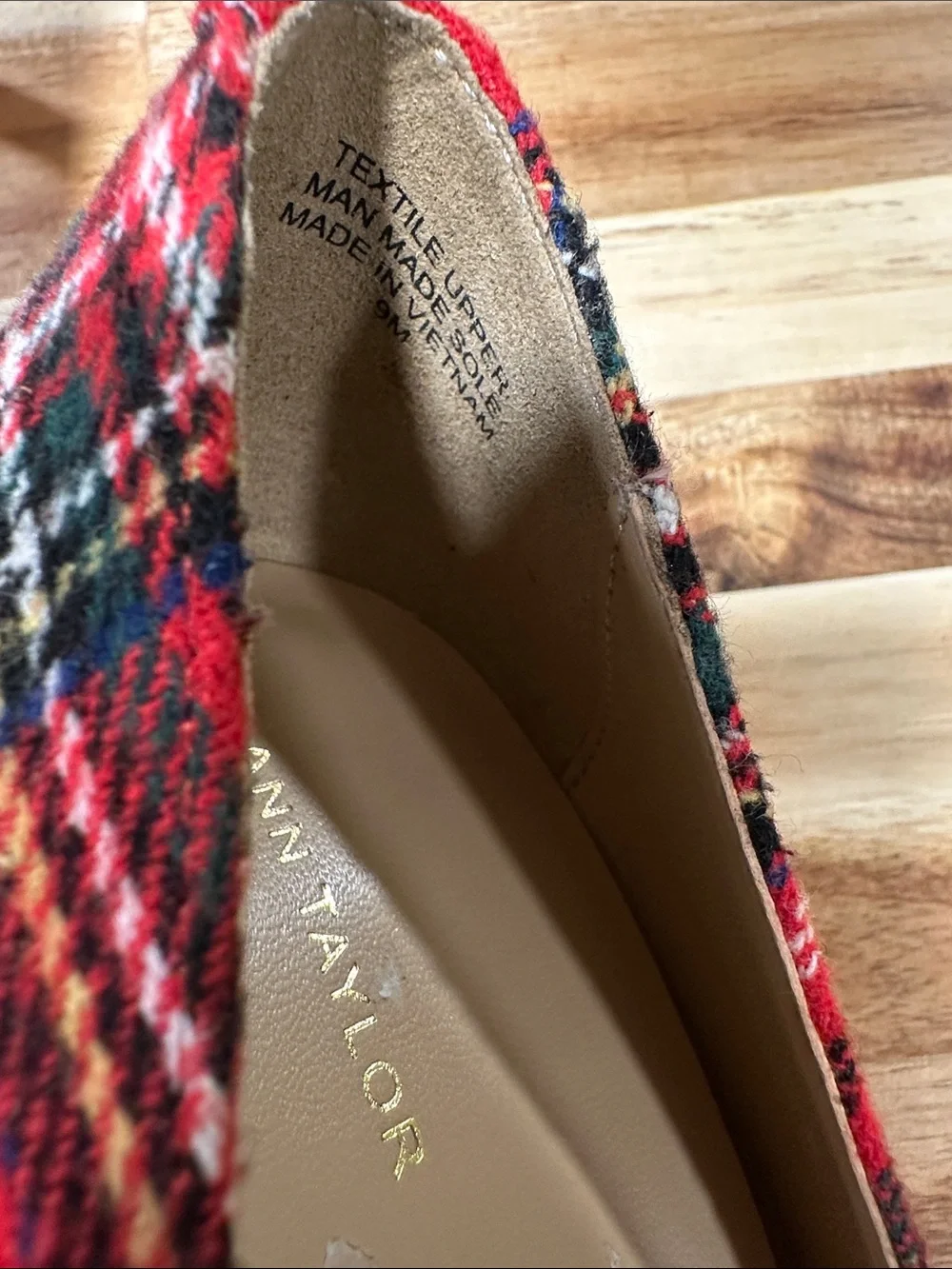 Ann Taylor Red Plaid Pointed-Toe Pumps 464